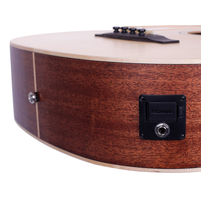 -Timberidge '1 Series' Spruce Solid Top & Mahogany Solid Back Acoustic-Electric Cutaway Bass Guitar (Natural Satin)-Living Music