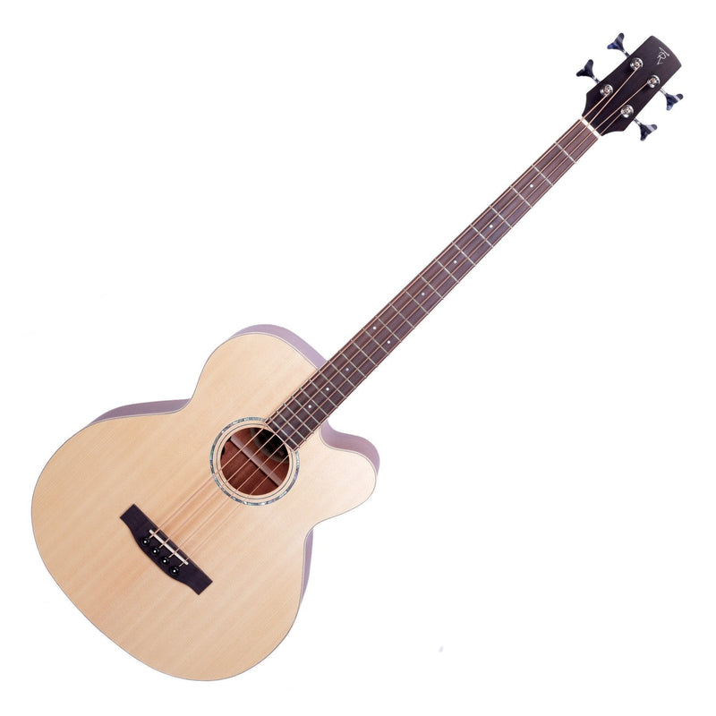 -Timberidge '1 Series' Spruce Solid Top & Mahogany Solid Back Acoustic-Electric Cutaway Bass Guitar (Natural Satin)-Living Music