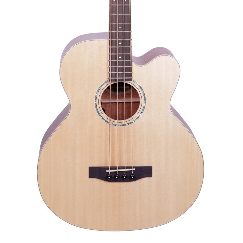 -Timberidge '1 Series' Spruce Solid Top & Mahogany Solid Back Acoustic-Electric Cutaway Bass Guitar (Natural Satin)-Living Music