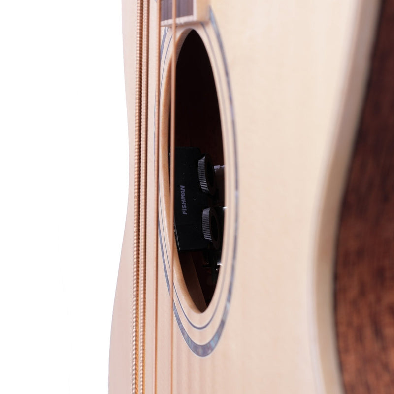 -Timberidge '1 Series' Spruce Solid Top & Mahogany Solid Back Acoustic-Electric Cutaway Bass Guitar (Natural Satin)-Living Music