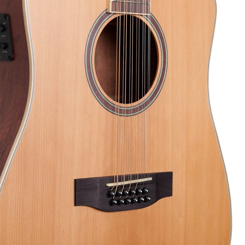 TRC-412-NST-Timberidge '4 Series' 12-String Cedar Solid Top Acoustic-Electric Dreadnought Cutaway Guitar (Natural Satin)-Living Music