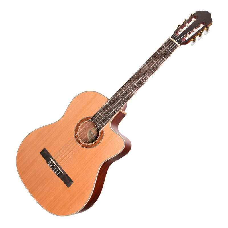 -Timberidge '4 Series' Cedar Solid Top Acoustic-Electric Classical Cutaway Guitar (Natural Satin)-Living Music