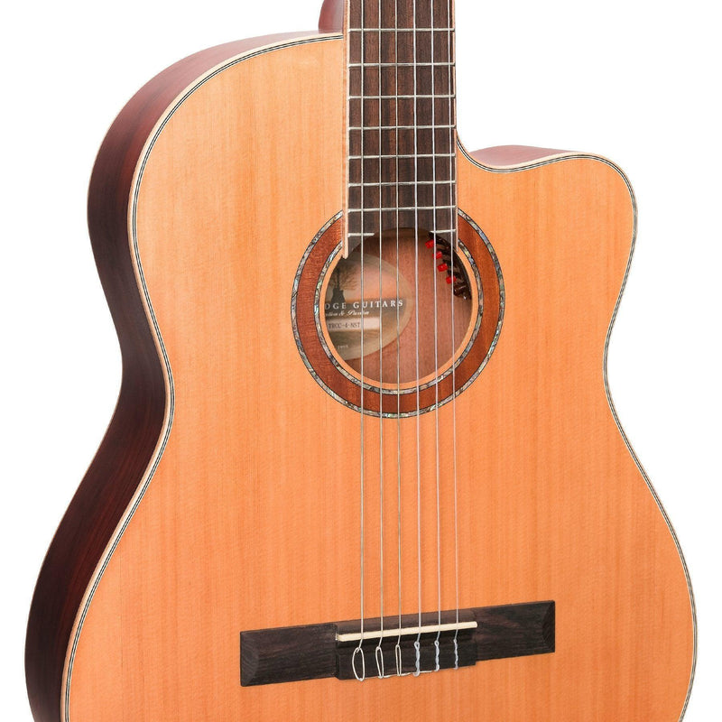 -Timberidge '4 Series' Cedar Solid Top Acoustic-Electric Classical Cutaway Guitar (Natural Satin)-Living Music