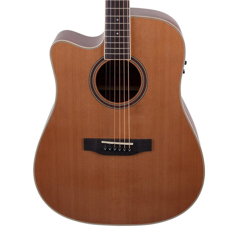 TRC-4L-NST-Timberidge '4 Series' Left Handed Cedar Solid Top Acoustic-Electric Dreadnought Cutaway Guitar (Natural Satin)-Living Music