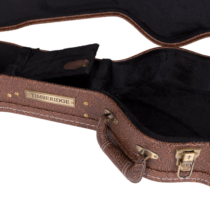 -Timberidge Deluxe Shaped 12-String Small Body Acoustic Guitar Hard Case (Paisley Brown)-Living Music