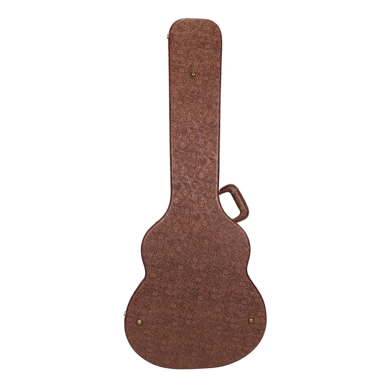 TGC-B44T-PASBRN-Timberidge Deluxe Shaped Acoustic Bass Guitar Hard Case (Paisley Brown)-Living Music