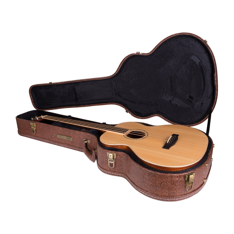 -Timberidge Deluxe Shaped Acoustic Bass Guitar Hard Case (Paisley Brown)-Living Music