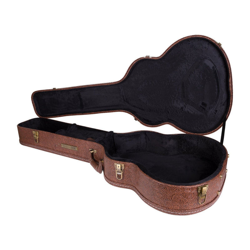 TGC-B44T-PASBRN-Timberidge Deluxe Shaped Acoustic Bass Guitar Hard Case (Paisley Brown)-Living Music