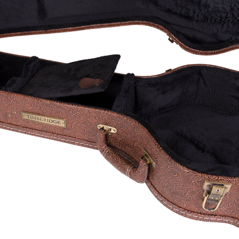 TGC-B44T-PASBRN-Timberidge Deluxe Shaped Acoustic Bass Guitar Hard Case (Paisley Brown)-Living Music