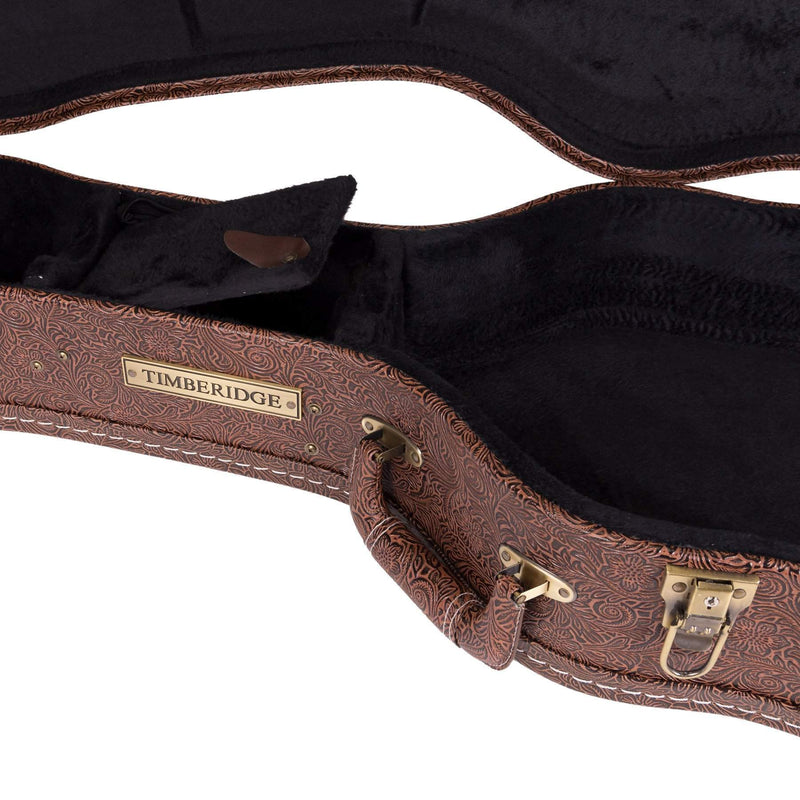 -Timberidge Deluxe Shaped Dreadnought Acoustic Guitar Hard Case (Paisley Brown)-Living Music