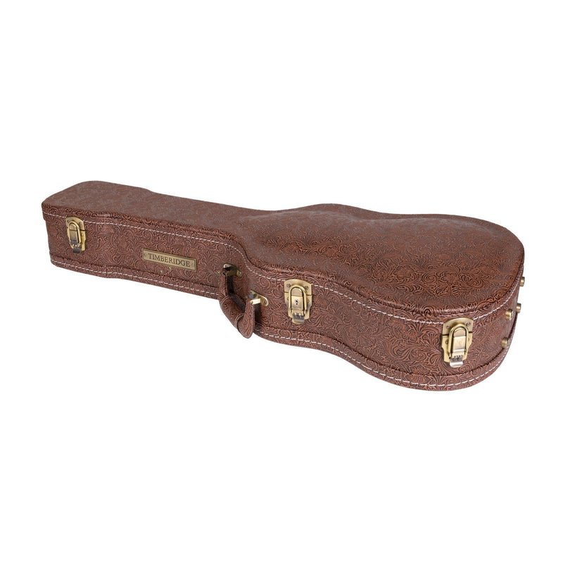 TGC-M44T-PASBRN-Timberidge Deluxe Shaped Mini Acoustic Guitar Hard Case (Paisley Brown)-Living Music