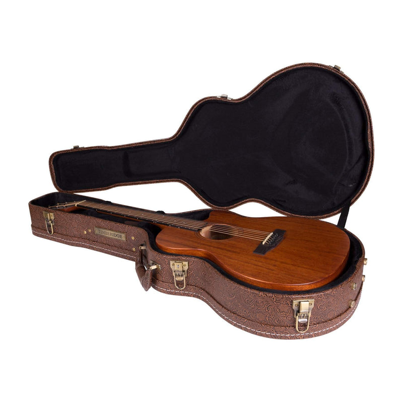 -Timberidge Deluxe Shaped Small Body Acoustic Guitar Hard Case (Paisley Brown)-Living Music