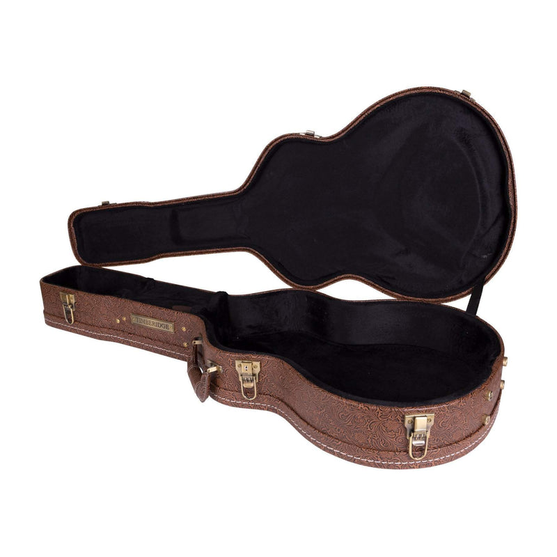 -Timberidge Deluxe Shaped Small Body Acoustic Guitar Hard Case (Paisley Brown)-Living Music