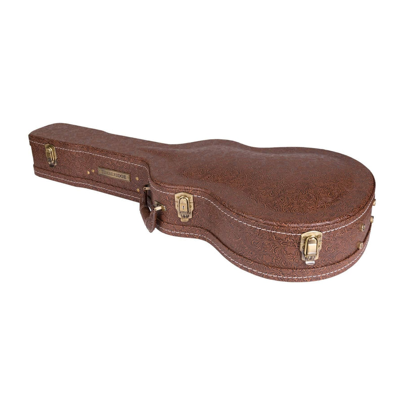 TGC-F44T-PASBRN-Timberidge Deluxe Shaped Small Body Acoustic Guitar Hard Case (Paisley Brown)-Living Music