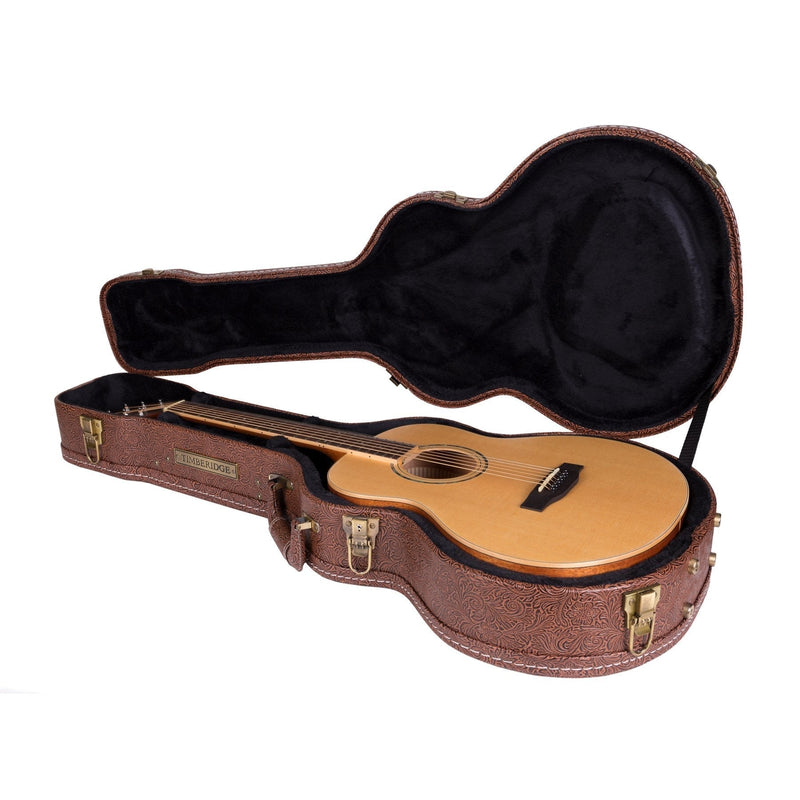 TGC-T44T-PASBRN-Timberidge Deluxe Shaped Traveller Acoustic Guitar Hard Case (Paisley Brown)-Living Music