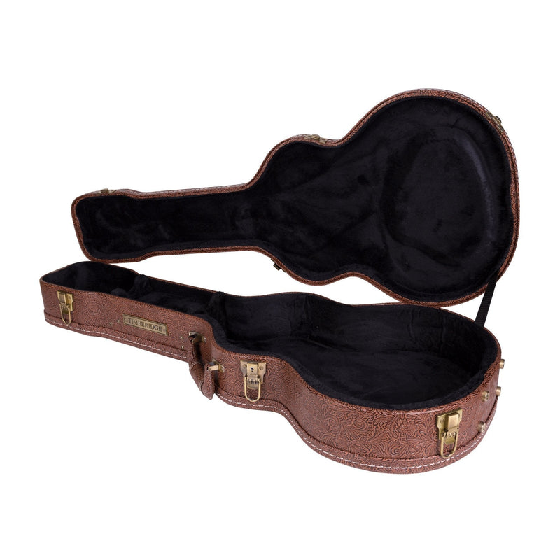 TGC-T44T-PASBRN-Timberidge Deluxe Shaped Traveller Acoustic Guitar Hard Case (Paisley Brown)-Living Music