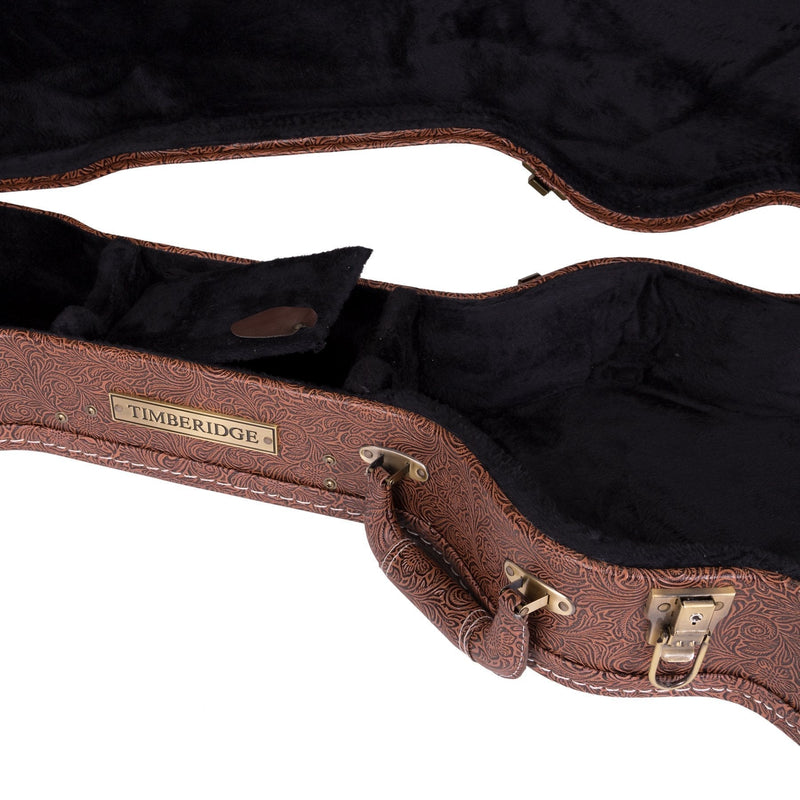-Timberidge Deluxe Shaped Traveller Acoustic Guitar Hard Case (Paisley Brown)-Living Music