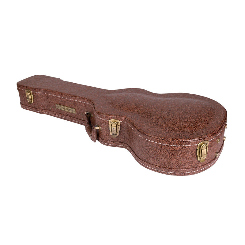 TGC-T44T-PASBRN-Timberidge Deluxe Shaped Traveller Acoustic Guitar Hard Case (Paisley Brown)-Living Music