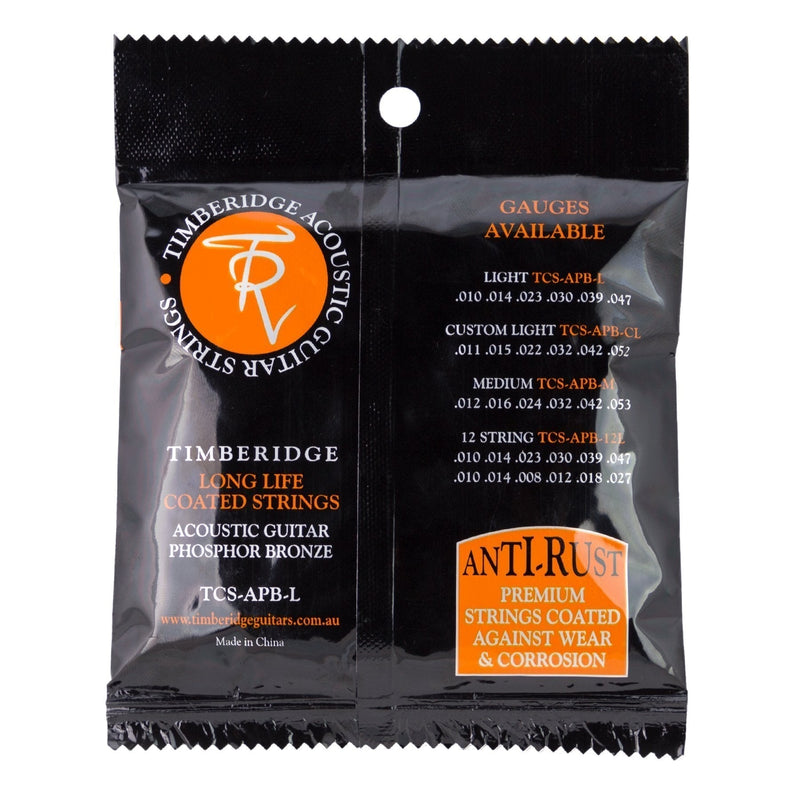 TCS-APB-L-Timberidge Light Phosphor Bronze Long Life Coated Acoustic Guitar Strings (10-47)-Living Music