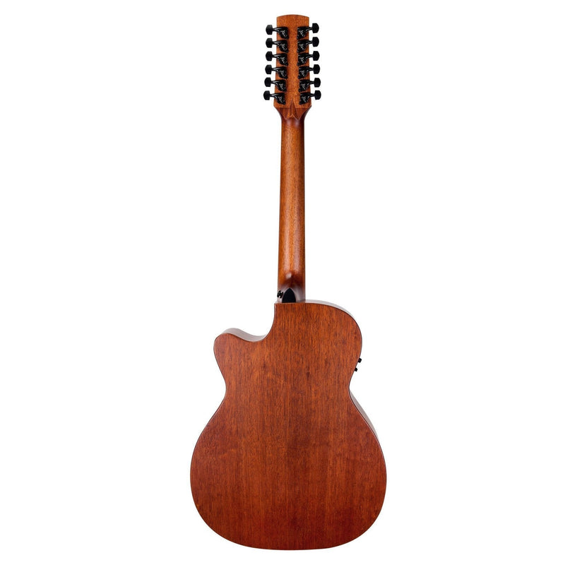 -Timberidge 'Messenger Series' 12-String Mahogany Solid Top Acoustic-Electric Small Body Cutaway Guitar (Natural Satin)-Living Music