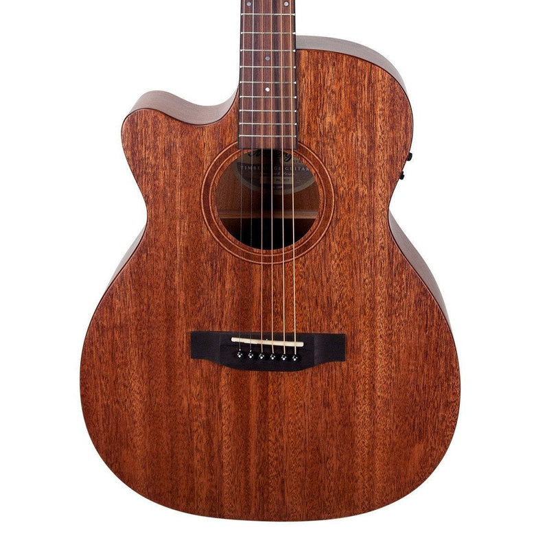 -Timberidge 'Messenger Series' Left Handed Mahogany Solid Top Acoustic-Electric Small Body Cutaway Guitar (Natural Satin)-Living Music
