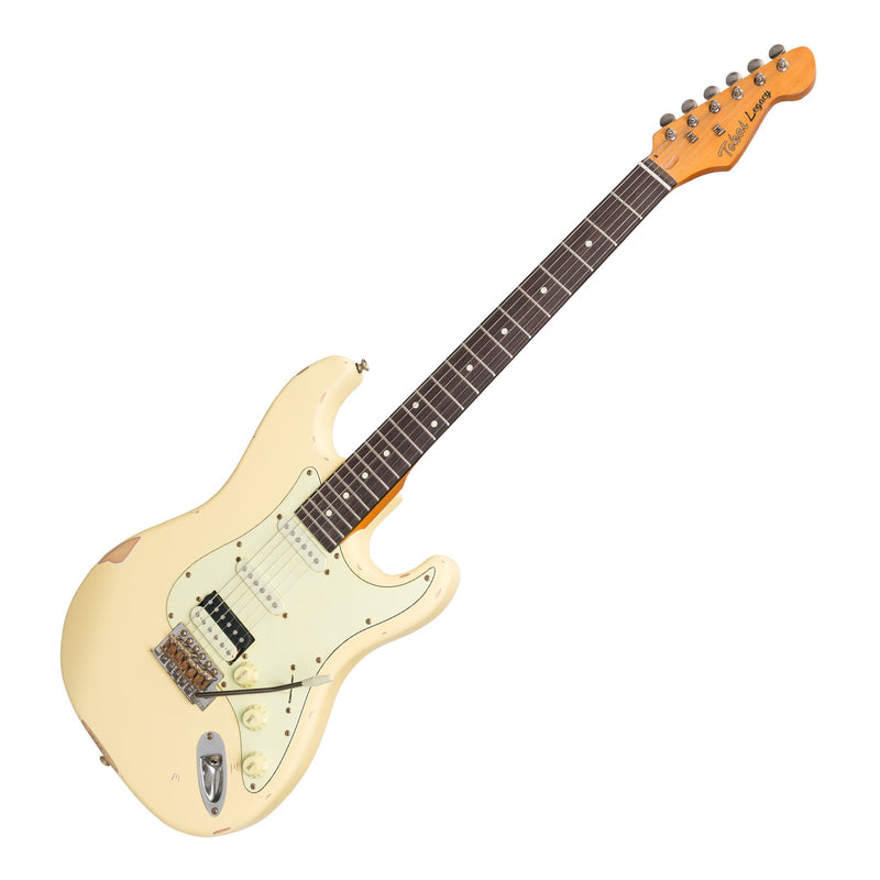 -Tokai 'Legacy Series' ST-Style HSS 'Relic' Electric Guitar (Cream)-Living Music