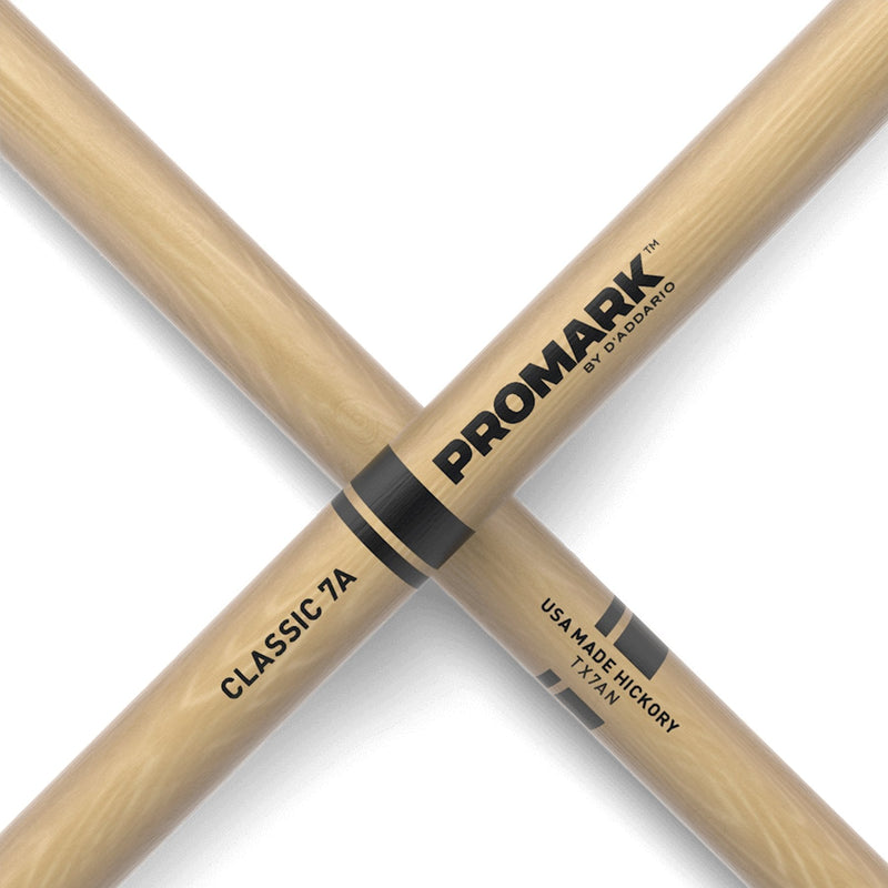 TX7AN-Promark Classic 7A Hickory Nylon Tip Drumsticks-Living Music