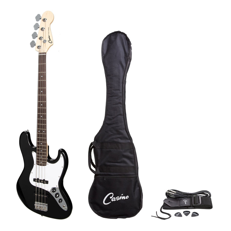 CJB-21-BLK-Casino J-Style Electric Bass Guitar (Black)-Living Music