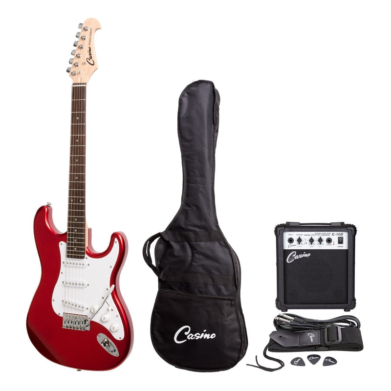 CP-E5-CAR-Casino ST-Style Electric Guitar and 10 Watt Amplifier Pack (Candy Apple Red)-Living Music