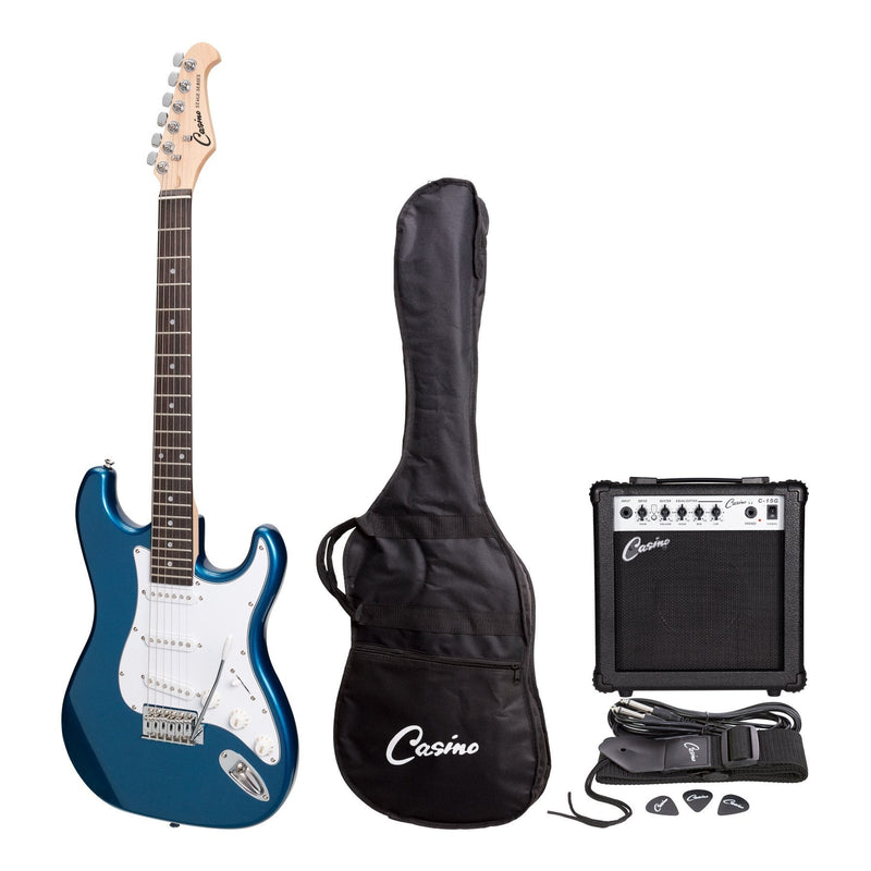 CP-E1-MBL-Casino ST-Style Electric Guitar and 15 Watt Amplifier Pack (Metallic Blue)-Living Music
