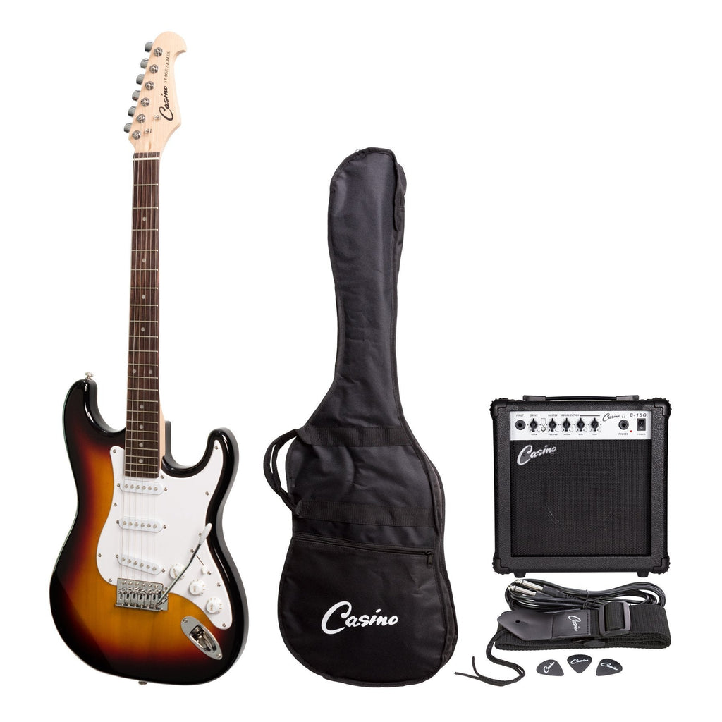 CP-E1-TSB-Casino ST-Style Electric Guitar and 15 Watt Amplifier Pack (Sunburst)-Living Music