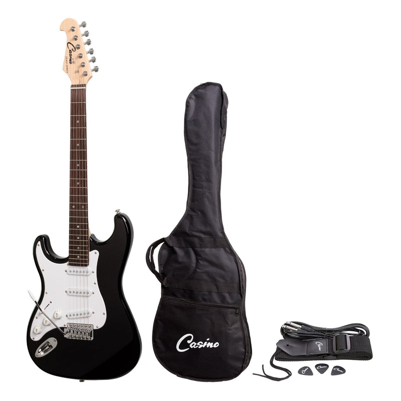 CST-22L-BLK-Casino ST-Style Left Handed Electric Guitar Set (Black)-Living Music