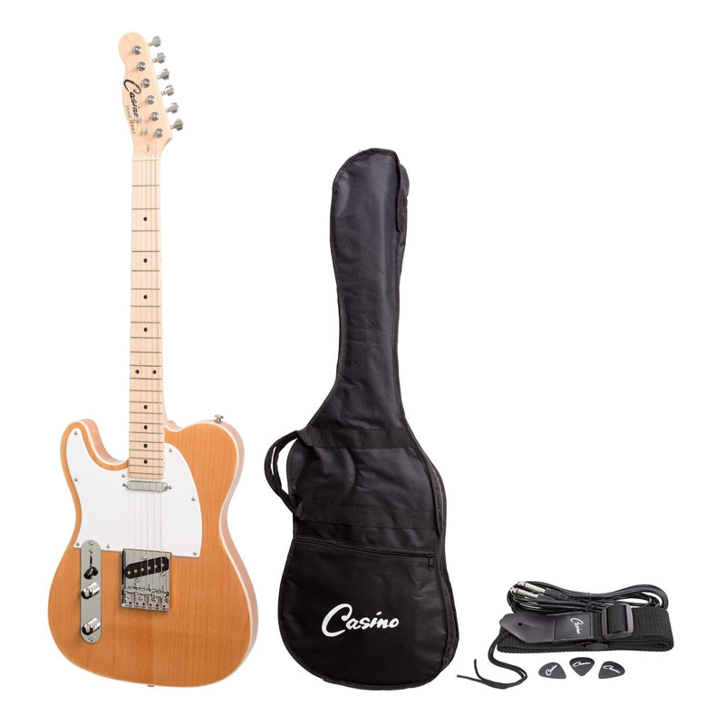 CJD-TLL-NGL-Casino TE-Style Left Handed Electric Guitar Set (Natural Gloss)-Living Music