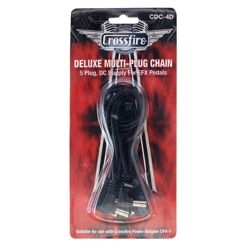 CDC-5RA-Crossfire 5-Plug Deluxe Daisy Chain Pedal Power Cable (Right Angle Plugs)-Living Music