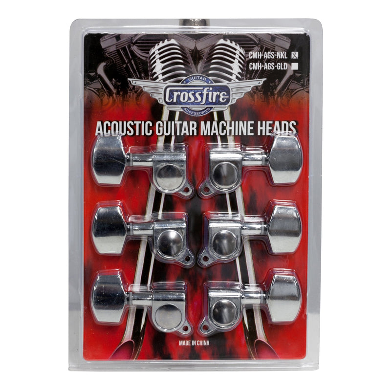 CMH-AGS-NKL-Crossfire Acoustic Guitar Machine Head Set (Nickel with Buttons)-Living Music