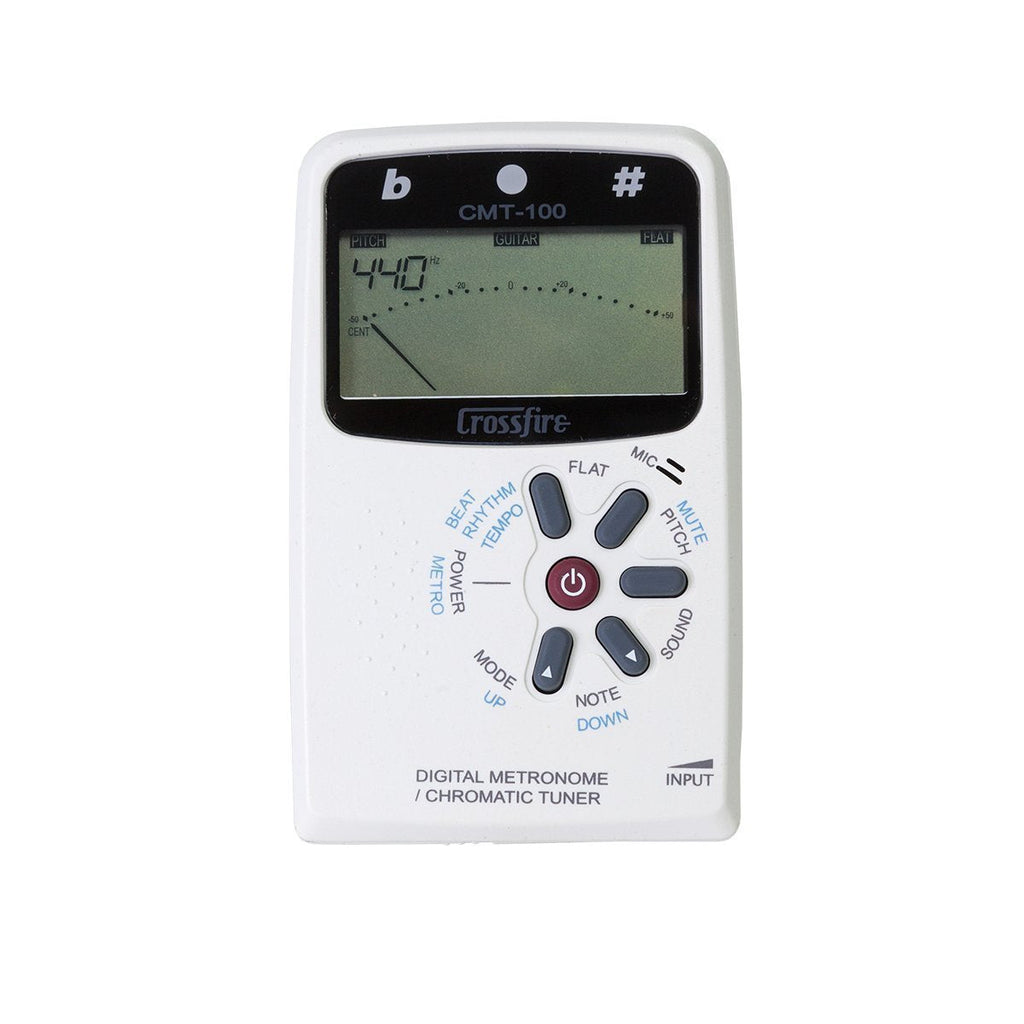CMT-100-WHT-Crossfire Chromatic Tuner and Digital Metronome (White)-Living Music