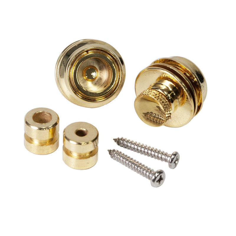 -Crossfire D-Style Guitar Strap Locks (Gold)-Living Music