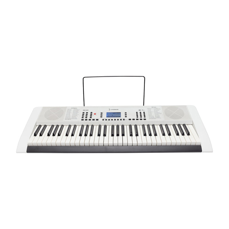 CK-63-WHT-Crown CK-63 Multi-Function 61-Key Electronic Portable Keyboard with USB (White)-Living Music