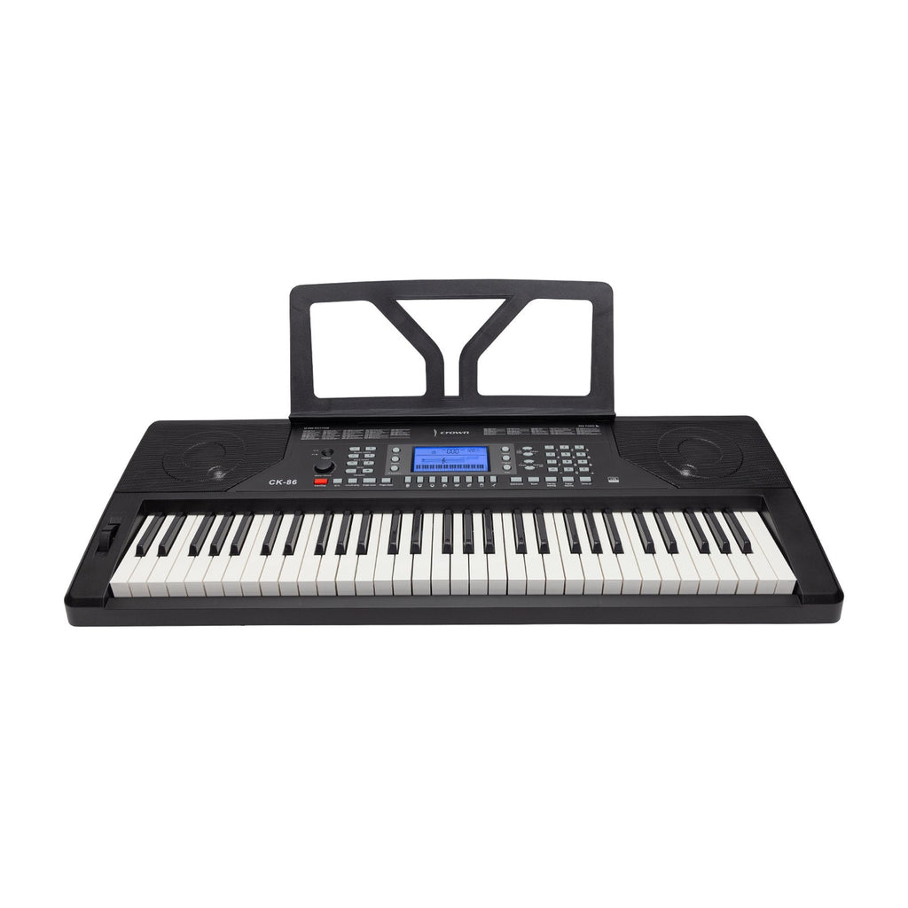 CK-86-BLK-Crown CK-86 Touch Sensitive Multi-Function 61-Key Electronic Portable Keyboard with USB (Black)-Living Music