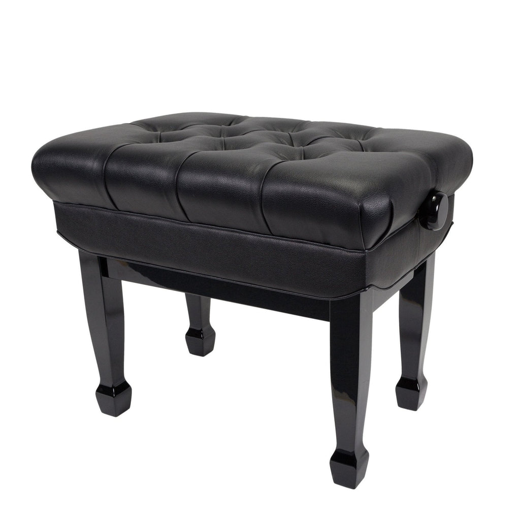 CPS-8A-BLK-Crown Deluxe Double Padded Height Adjustable Large Piano Stool Height (Black)-Living Music