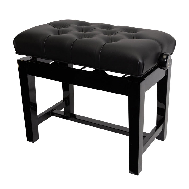 CPB-51-BLK-Crown Deluxe Frame Tufted Height Adjustable Piano Stool (Black)-Living Music