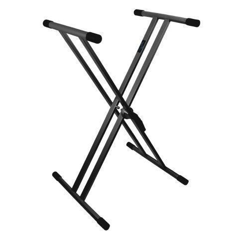 KS-020-BLK-Crown Deluxe Heavy Duty X-Style Double Braced Height Adjustable Keyboard Stand (Black)-Living Music