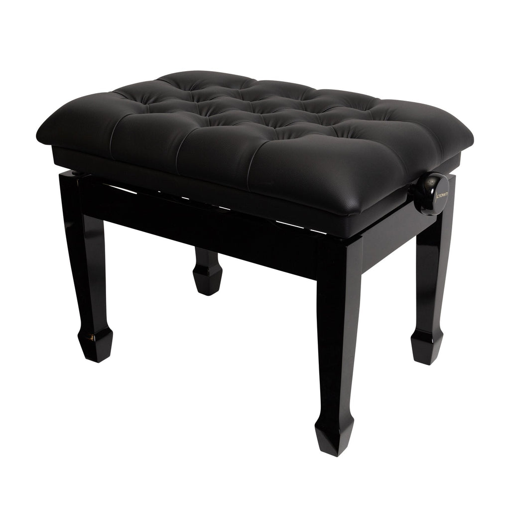 CPB-31-BLK-Crown Deluxe Padded Adjustable Height Piano Stool (Black)-Living Music