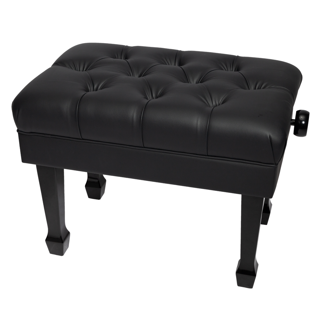 CPB-H401-BLK-Crown Deluxe Skirted & Tufted Hydraulic Height Adjustable Piano Bench (Black)-Living Music