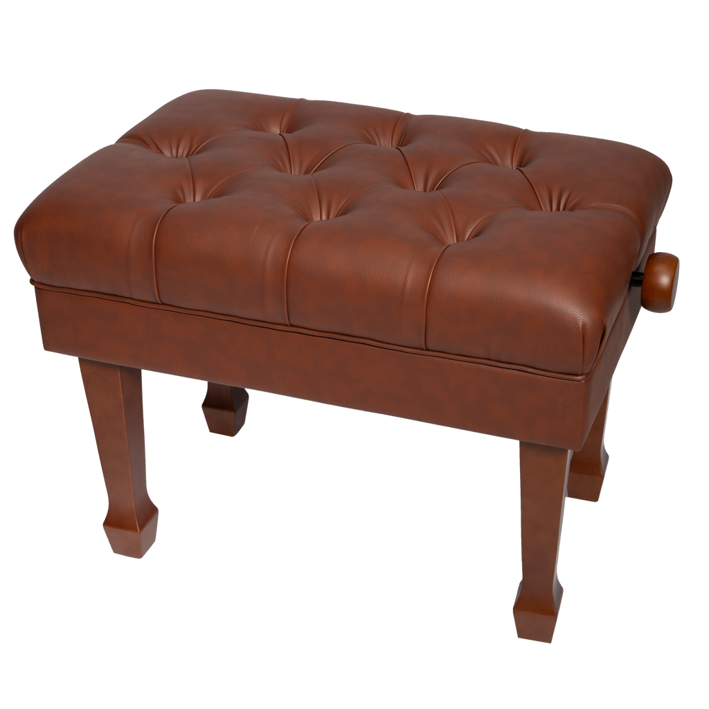 CPB-H401-WAL-Crown Deluxe Skirted & Tufted Hydraulic Height Adjustable Piano Bench (Walnut)-Living Music