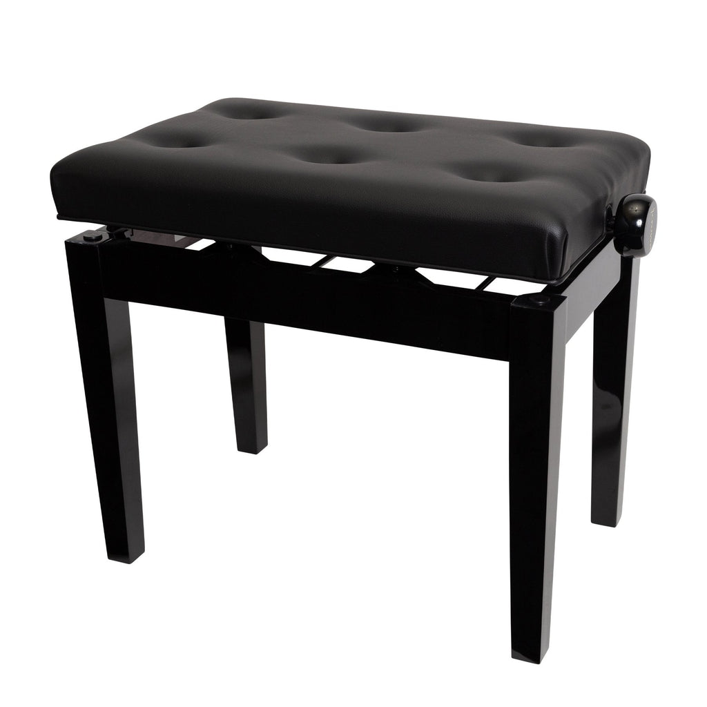 CPB-11-BLK-Crown Deluxe Tufted Height Adjustable Piano Stool (Black)-Living Music