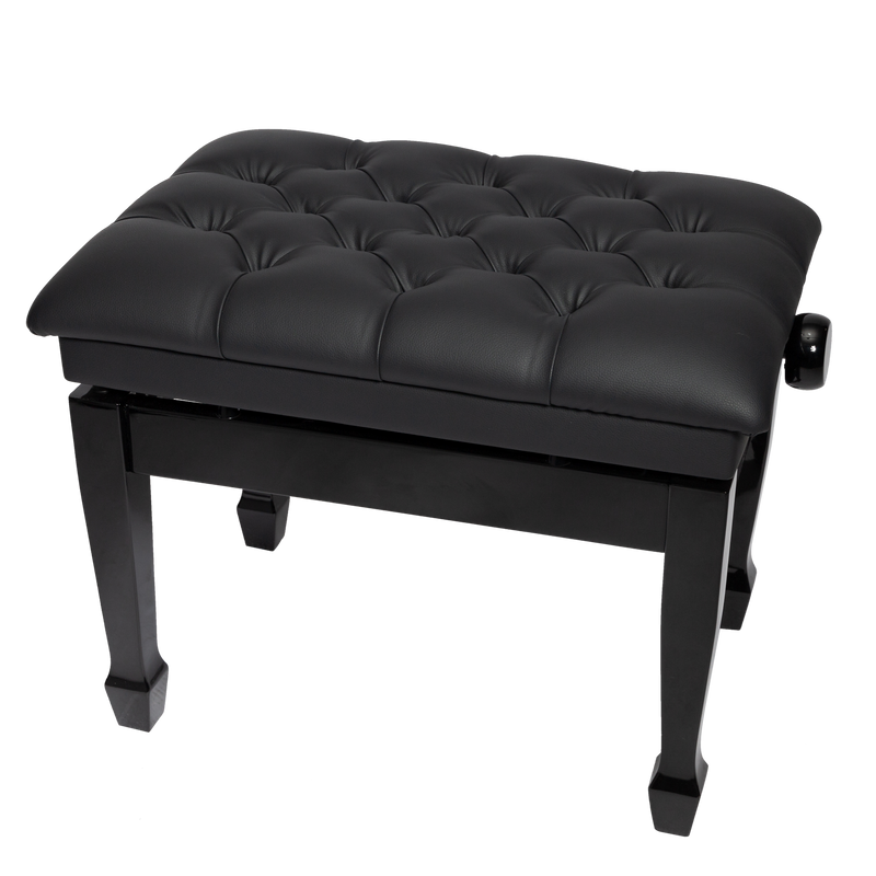 CPB-H301-BLK-Crown Deluxe Tufted Hydraulic Height Adjustable Piano Bench (Black)-Living Music
