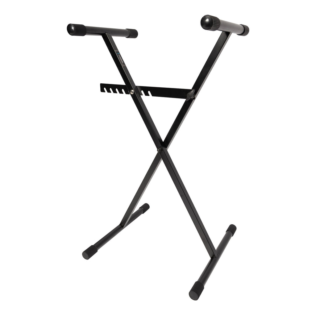 KS-007-BLK-Crown Heavy Duty X-Style Bar-Latch Height Adjustable Keyboard Stand (Black)-Living Music