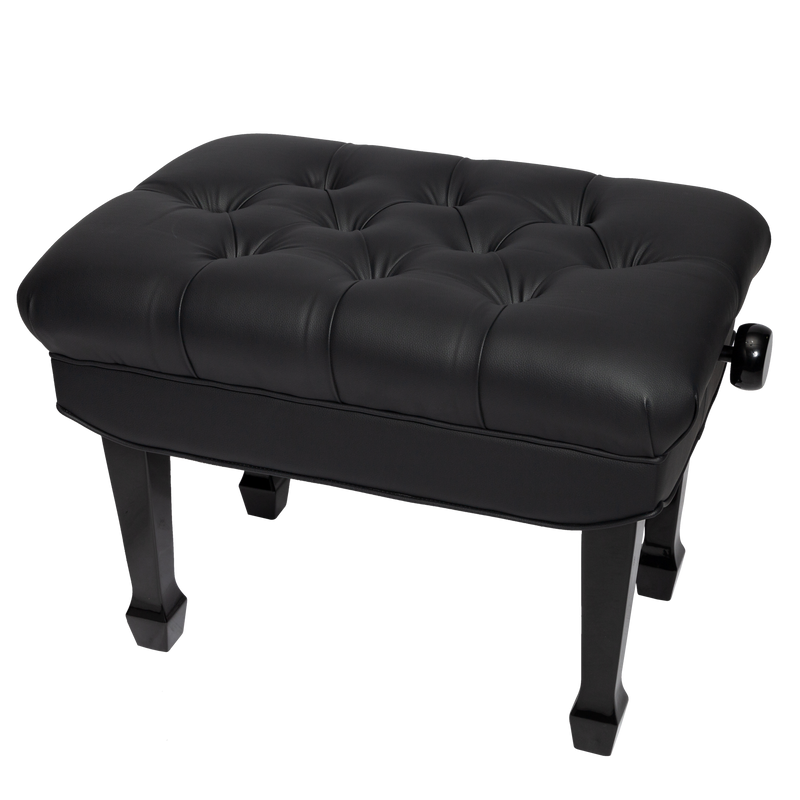 CPB-H501-BLK-Crown Premium Skirted & Tufted Hydraulic Height Adjustable Piano Bench (Black)-Living Music