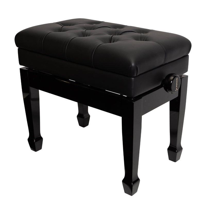 CPB-41-BLK-Crown Tufted Height Adjustable Piano Stool with Storage Compartment (Black)-Living Music